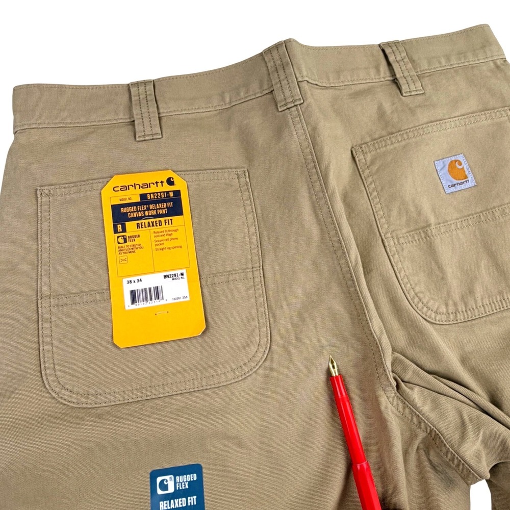 Carhartt Rugged Flex Relaxed Fit Canvas Work Pants Men 38x34 BN2291-M Tan NWT‎ - Picture 15 of 15